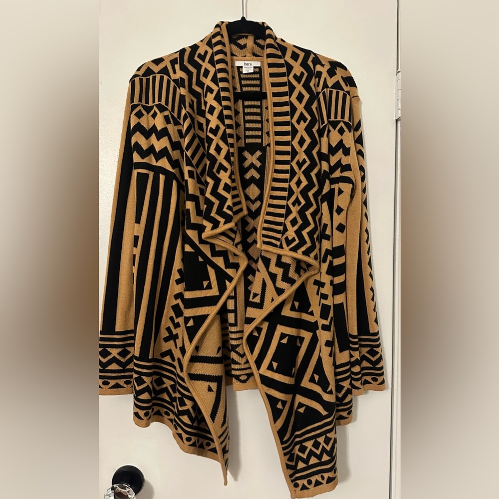 Bar III Black and Tan Geometric Sweater